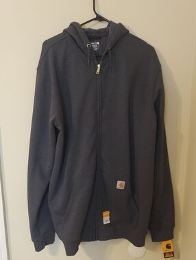 Carhartt Charcoal Full-Zip Hooded Work Sweatshirt
